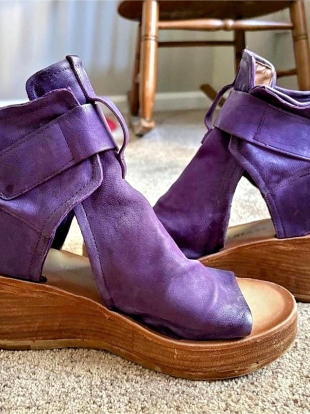 A.S. 98 Noa Purple & Brown Wedge Sandals